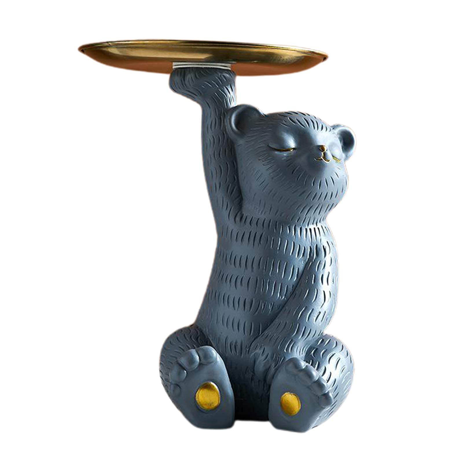 Nordic White Bear Statue Storage Tray - Minimalist Home Decor for Living Room, Coffee Table, Bedside | Snack Holder, Jewelry Organizer, Decorative Craft Tray for Modern Interior Design
