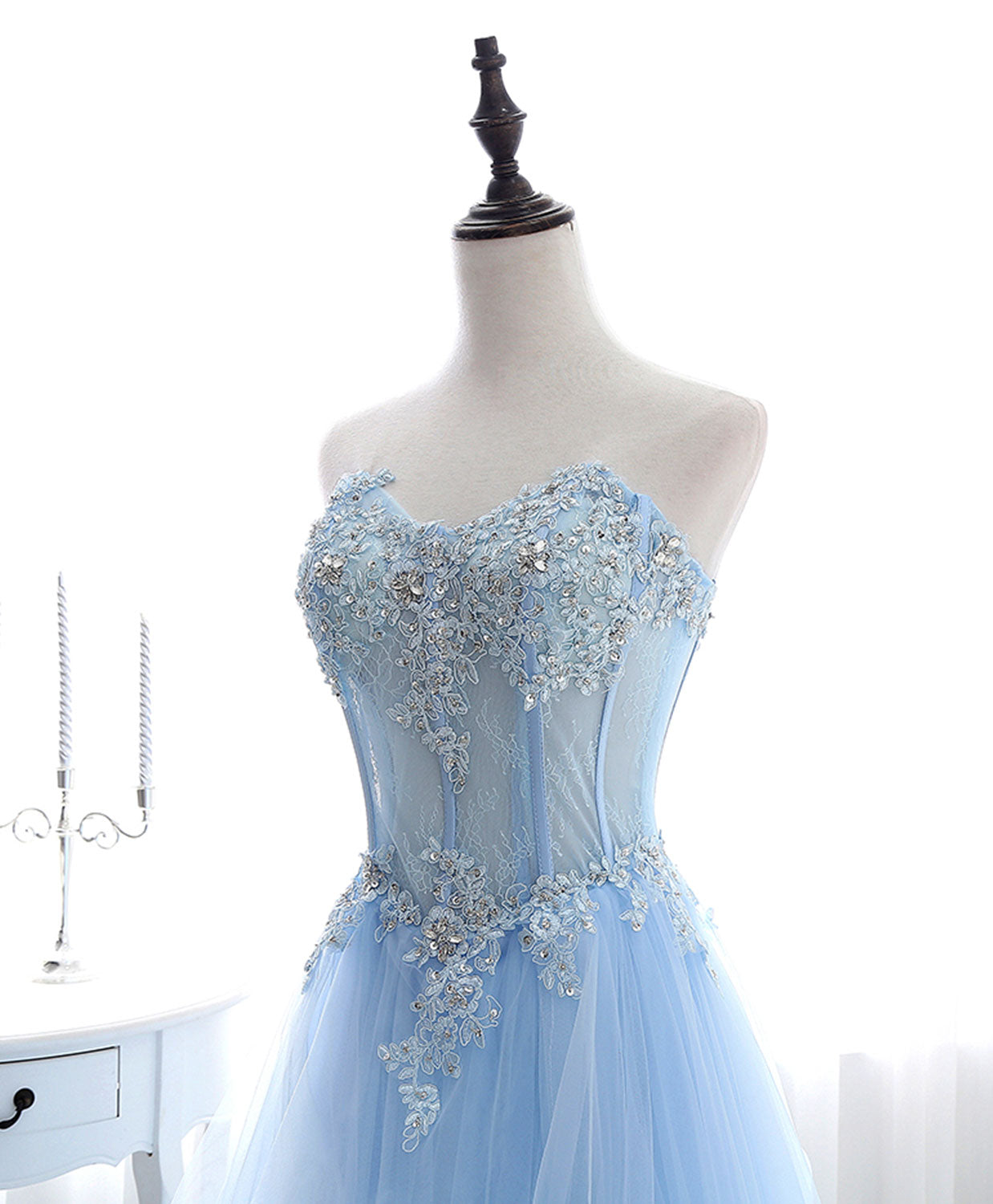 Elegant Blue Long Prom Dresses - A-Line Sweetheart Neck Formal Graduation Gowns | Perfect for Homecoming, Evening Galas & Special Occasions