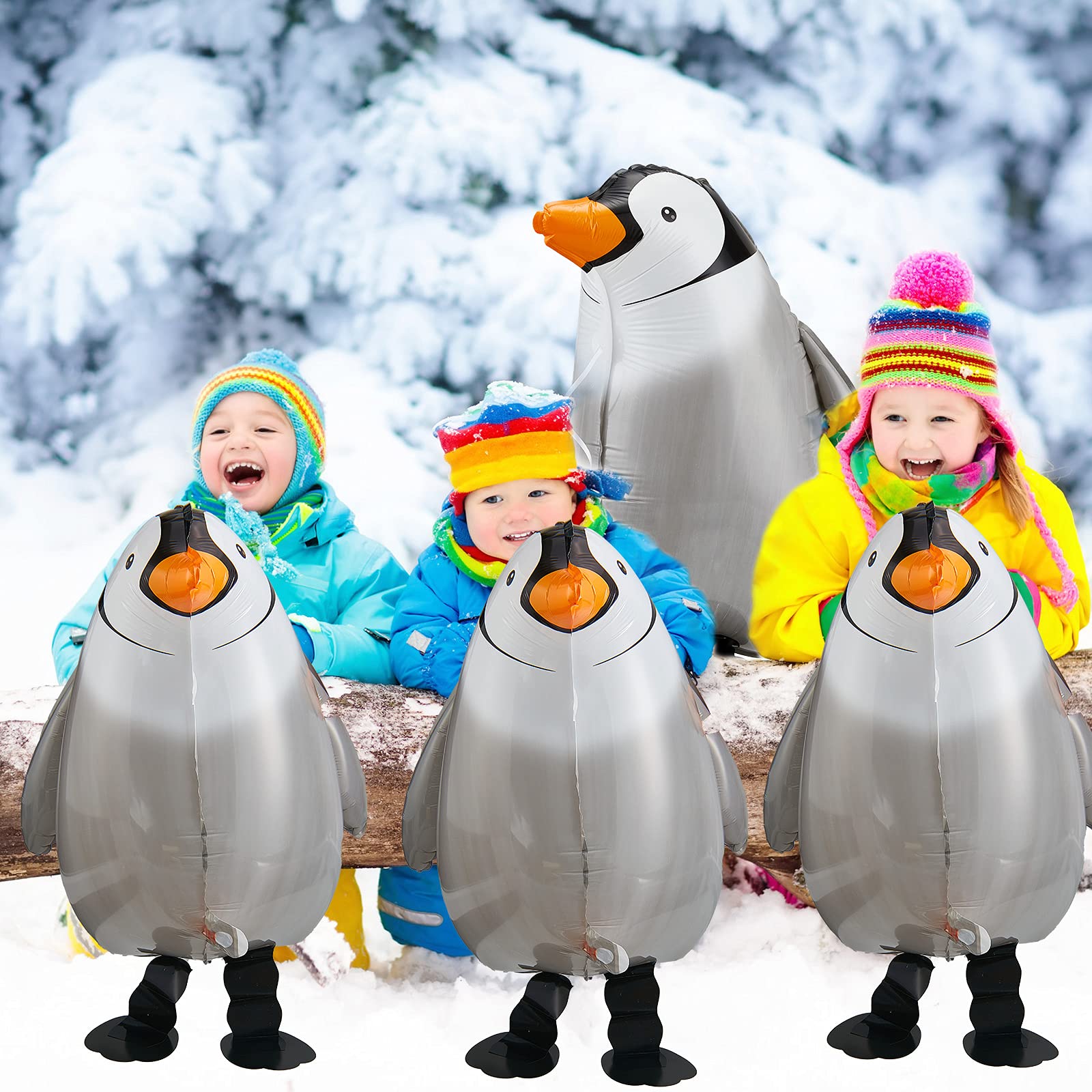 Aoriher 9-Piece Walking Penguin Balloons - Cute Funny Air Foil Animal Party Decorations (20.4 Inch) for Birthday, Wedding & Baby Shower Themes - Perfect for Indoor/Outdoor Events & Photo Backdrops