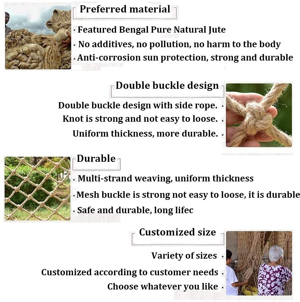 Heavy Duty Climbing Net for Kids Playground - 2x10m(7x33ft) Safety Rope Netting for Outdoor Play, Cargo Ladder, Trailer & Balcony Protection - Durable Fence & Stair Banister Net for Home & School Use