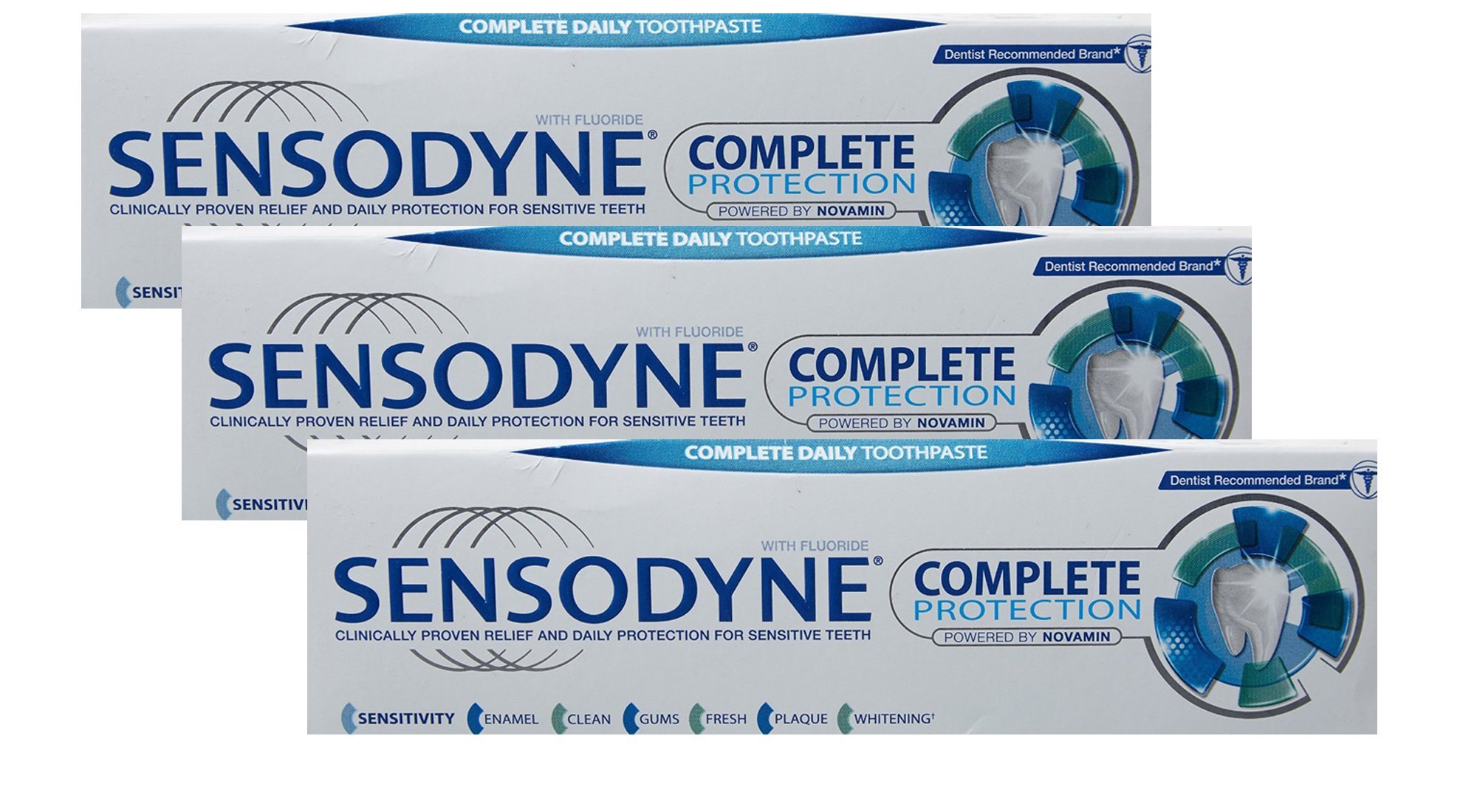 Sensodyne Complete Protection Toothpaste for Sensitive Teeth - 75ml (Pack of 3) | Whitening & Cavity Prevention | Daily Oral Care for Fresh Breath & Strong Enamel | Perfect for Home, Travel & Office Use