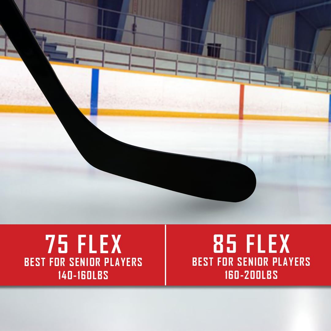 Best Senior Hockey Stick - 100% Carbon Fiber, Lightweight & Durable for Explosive Shots & Puck Control - Perfect for Competitive Play & Training Sessions