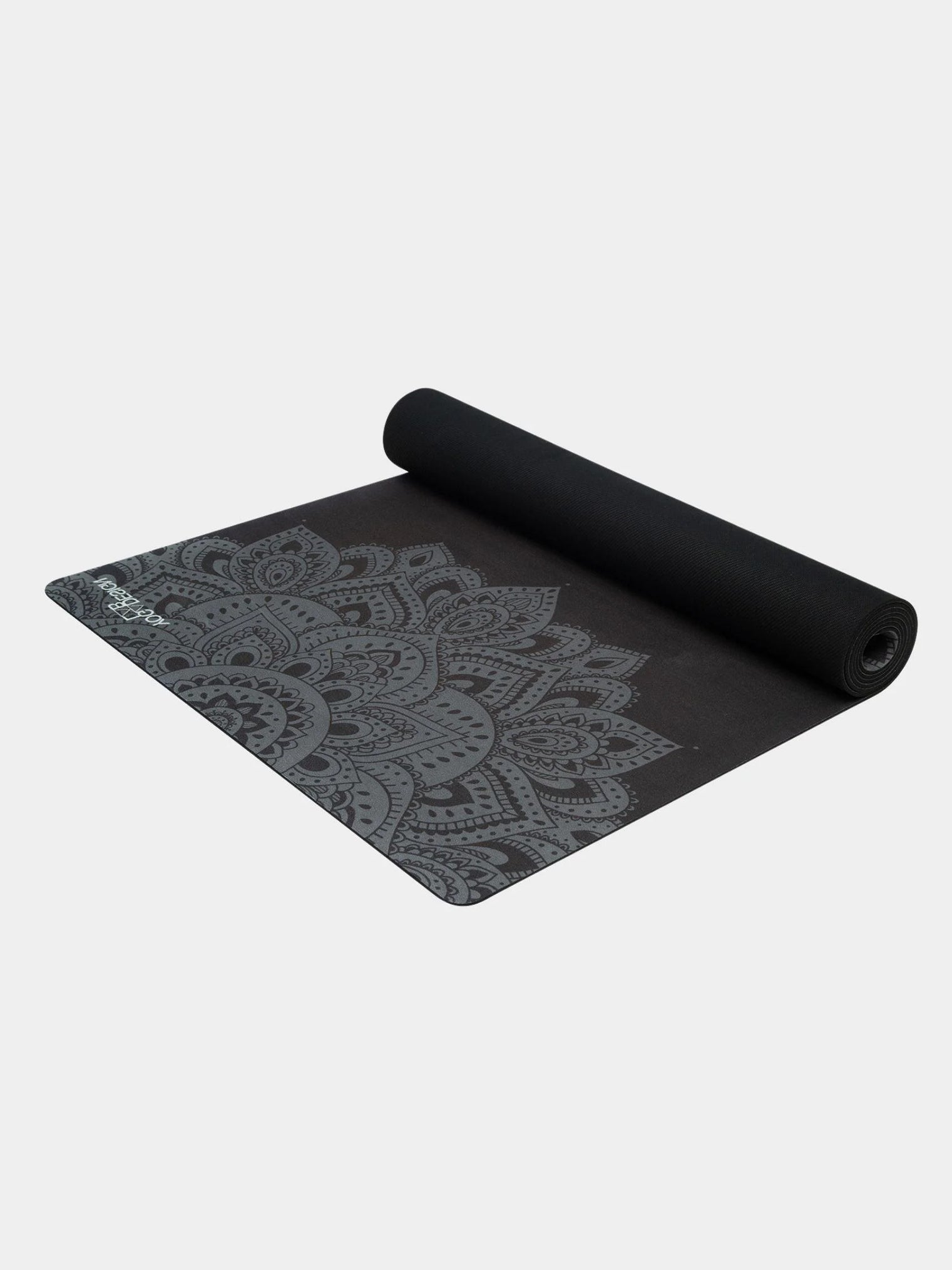 Yoga Design Lab Travel Mat 1.5mm - Ultra Thin Non Slip Yoga Mat for Travel & Home Practice - Mandala Black Pattern - Perfect for Yoga, Pilates, Meditation & Gym Workouts
