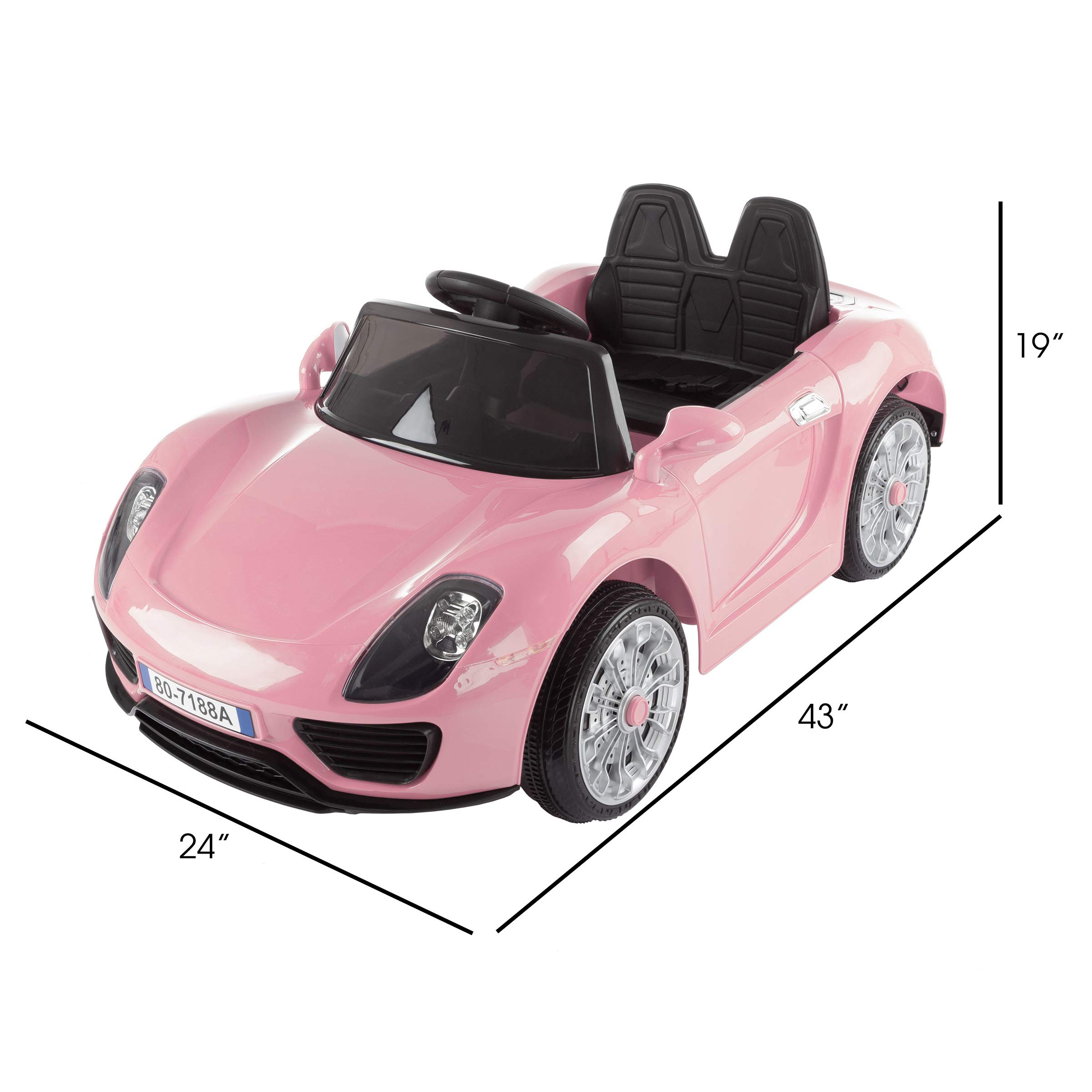 Lil' Rider Pink 6V Battery Powered Kids Ride On Car with Remote Control – Electric Sports Car Toy for Boys & Girls Ages 3-6, Features Sound, MP3 & USB – Perfect for Birthday Gifts, Indoor & Outdoor Play