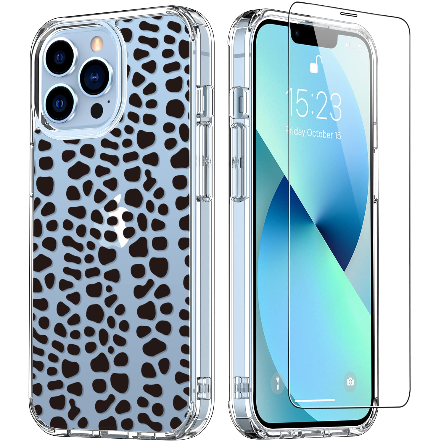 LUHOURI Crystal Clear iPhone 13 Pro Max Case with Screen Protector - 6.7