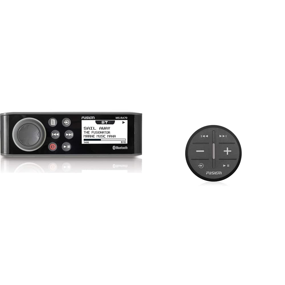 Fusion MS-RA70 Marine Stereo Receiver - 4x50W AM/FM Bluetooth Audio System with USB Port & Wireless Control | Compatible with Fusion Link App & ARX70B Remote | Perfect for Boats, Yachts & RV Entertainment Systems (Black)