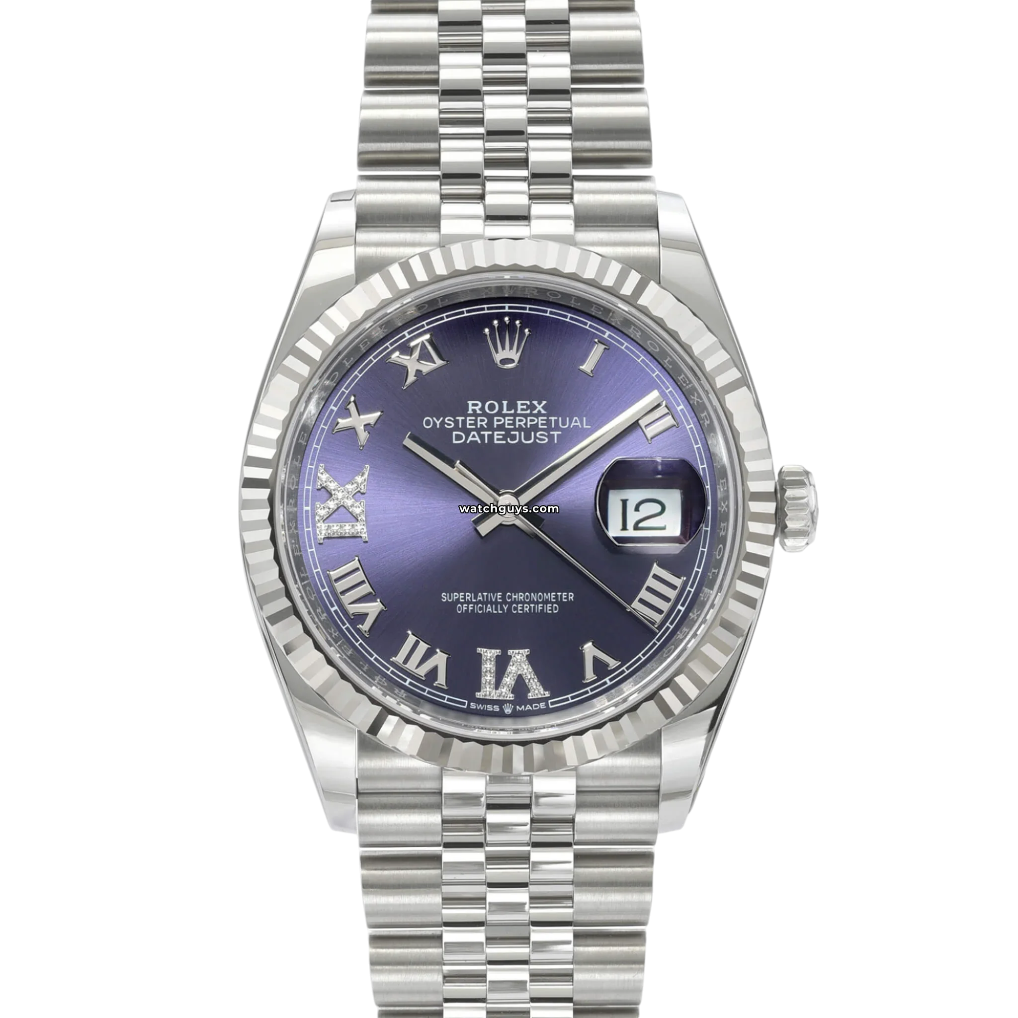 Rolex Datejust 126234 36mm Men's Watch - Purple Aubergine Dial with Diamond Markers | Luxury Automatic Watch for Business, Formal Events & Special Occasions
