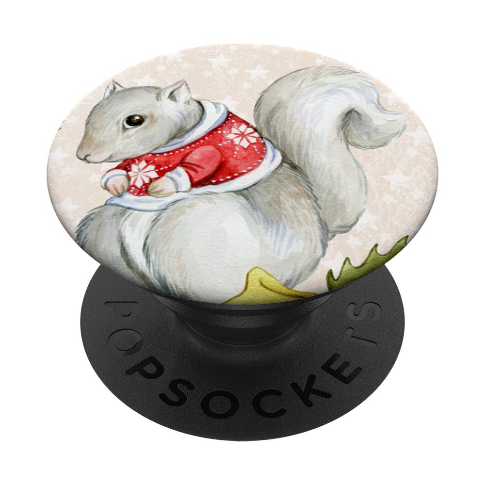 Cute Grey Squirrel Plush Toy Wearing Red Christmas Sweater - Perfect Holiday Gift for Kids & Animal Lovers