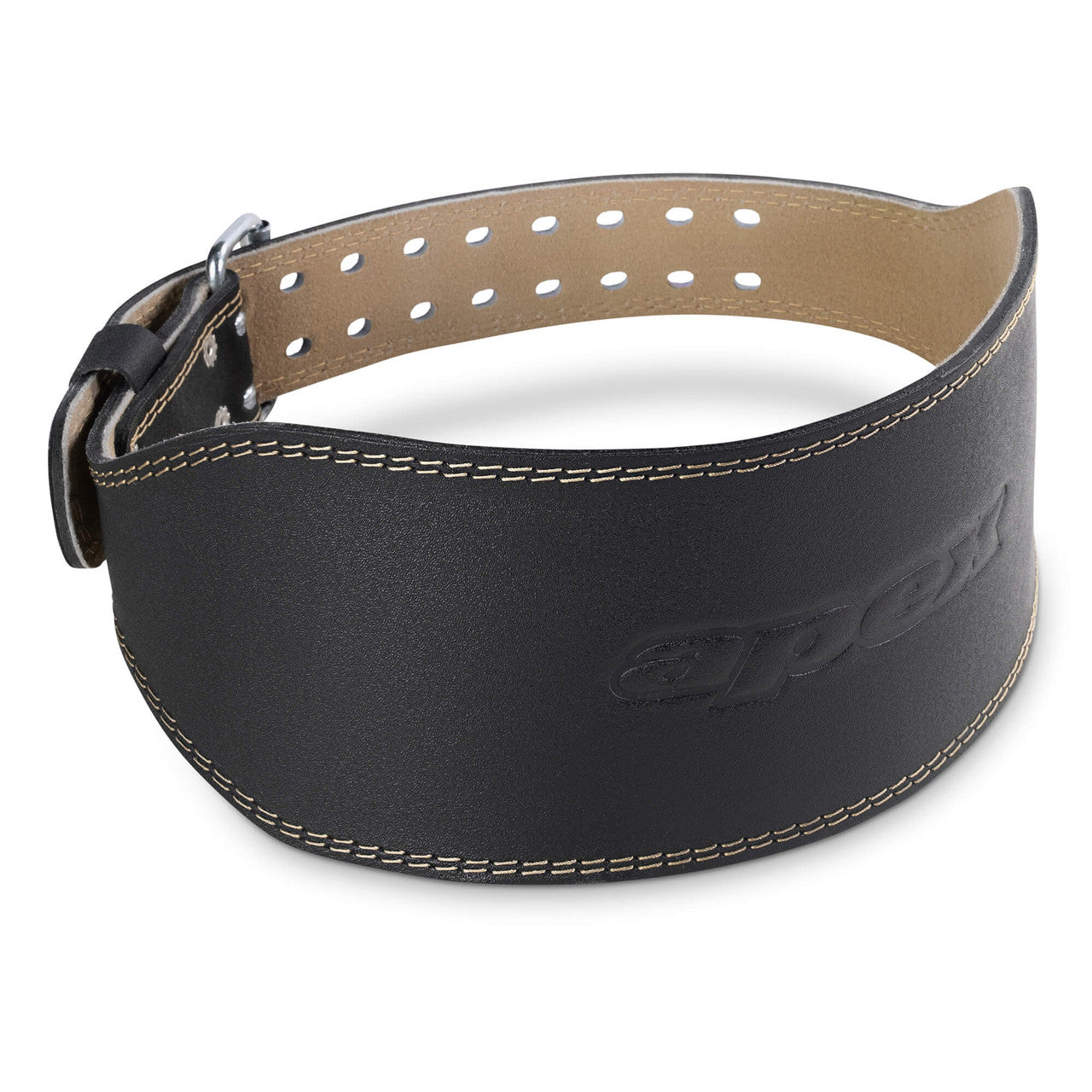 Apex 6 Padded Leather Weightlifting Belt - Premium Gym Belt for Powerlifting & Strength Training - Perfect for CrossFit, Deadlifts & Squats