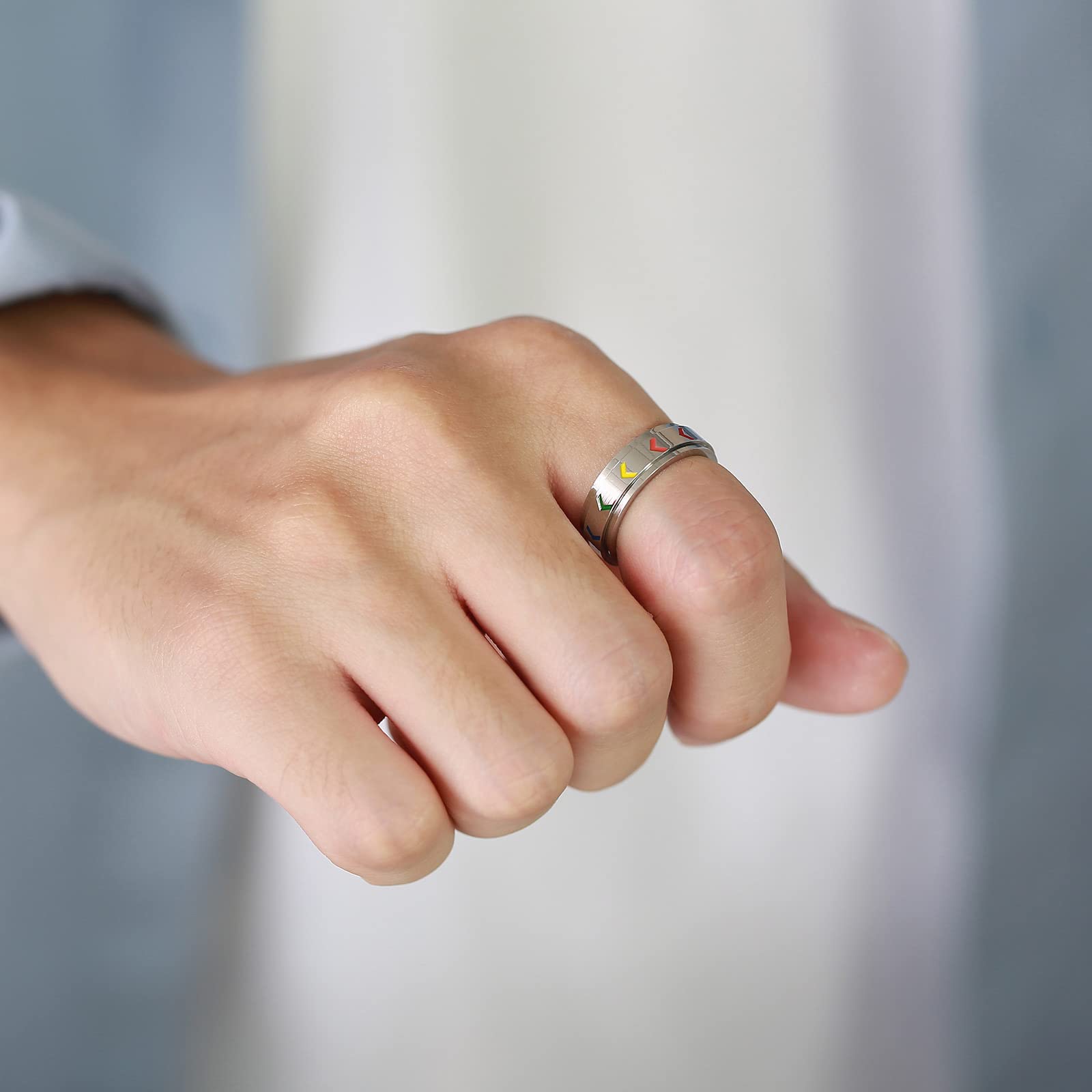 Stainless Steel Inspirational Spinner Ring - 'Be Stronger Than The Storm' Motivational Jewelry for Teens & Adults (Size 6-12) | Rainbow Arrow Rotating Band for Women & Men | Perfect Graduation Gift, Daily Wear & Stress Relief