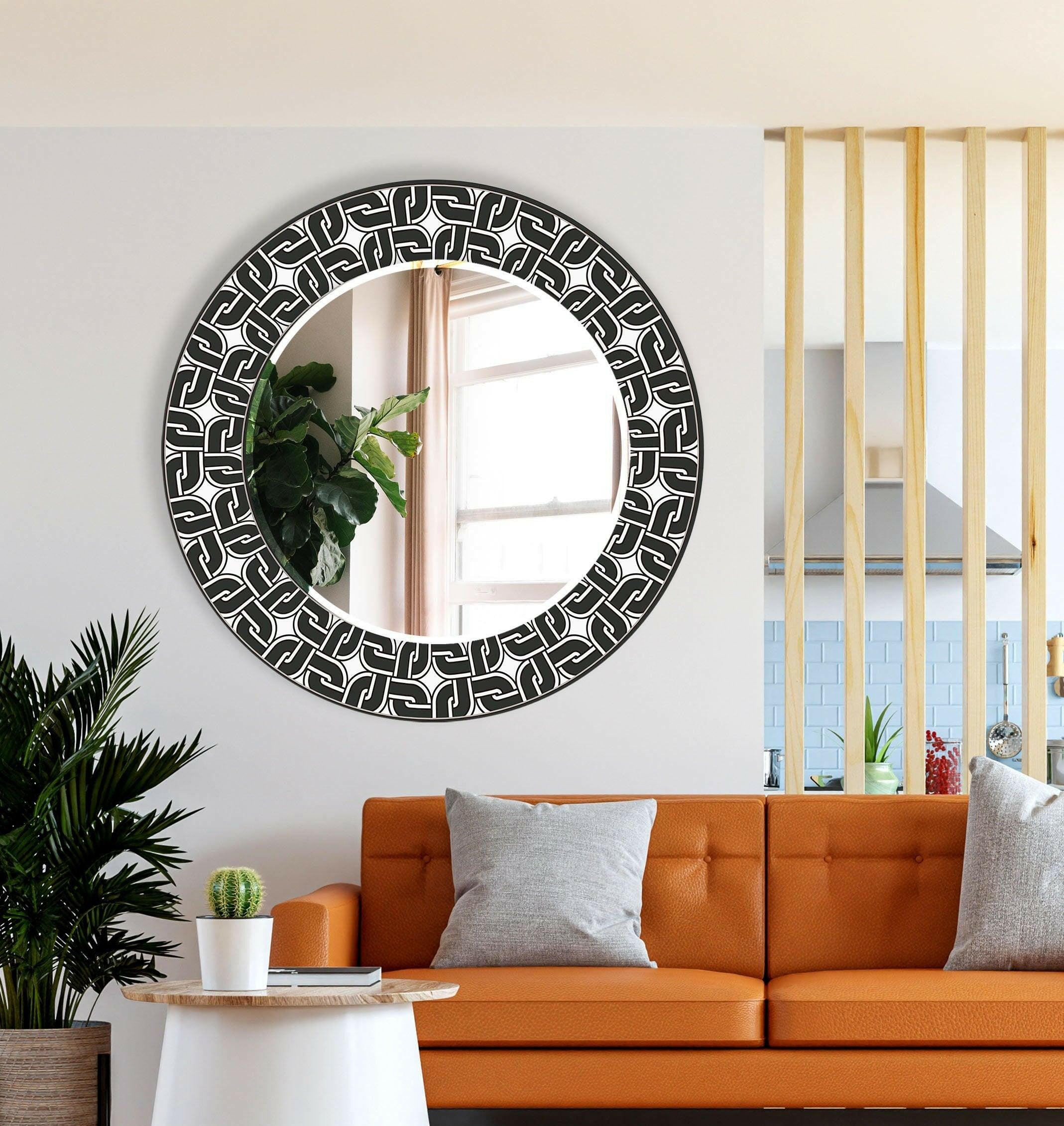 Stylish Black Round Wall Mirror - Decorative Home Decor for Living Room, Bedroom & Bathroom - Perfect for Vanity, Entryway & Modern Interior Design