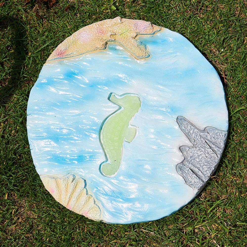 HCYY 12-Inch Sea Horse Stepping Stone for Garden Paths - Durable Outdoor Animal Wall Plaque Decor for Yard, Lawn & Patio - Perfect for Coastal & Beach Theme Landscaping