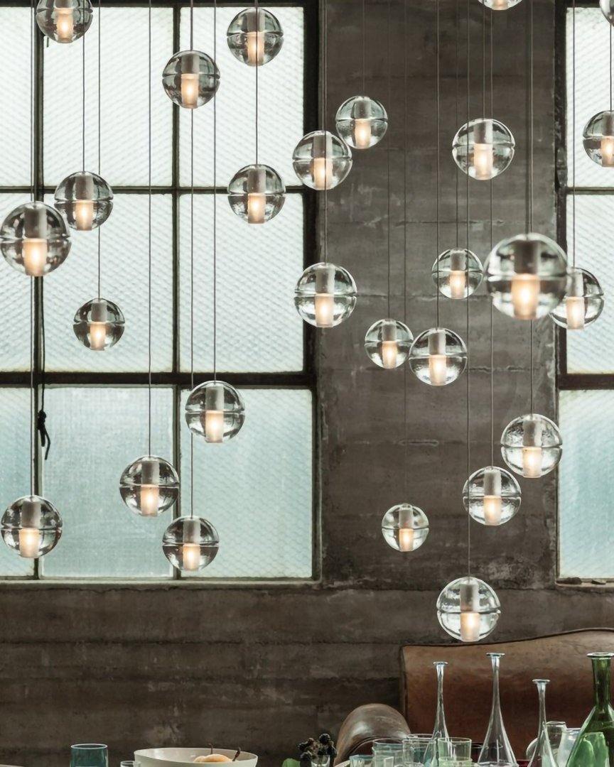 Elegant Ball Crystal Pendant Light - Modern Chandelier for Dining Room, Bedroom & Living Room Decor - Dimmable LED Hanging Light Fixture