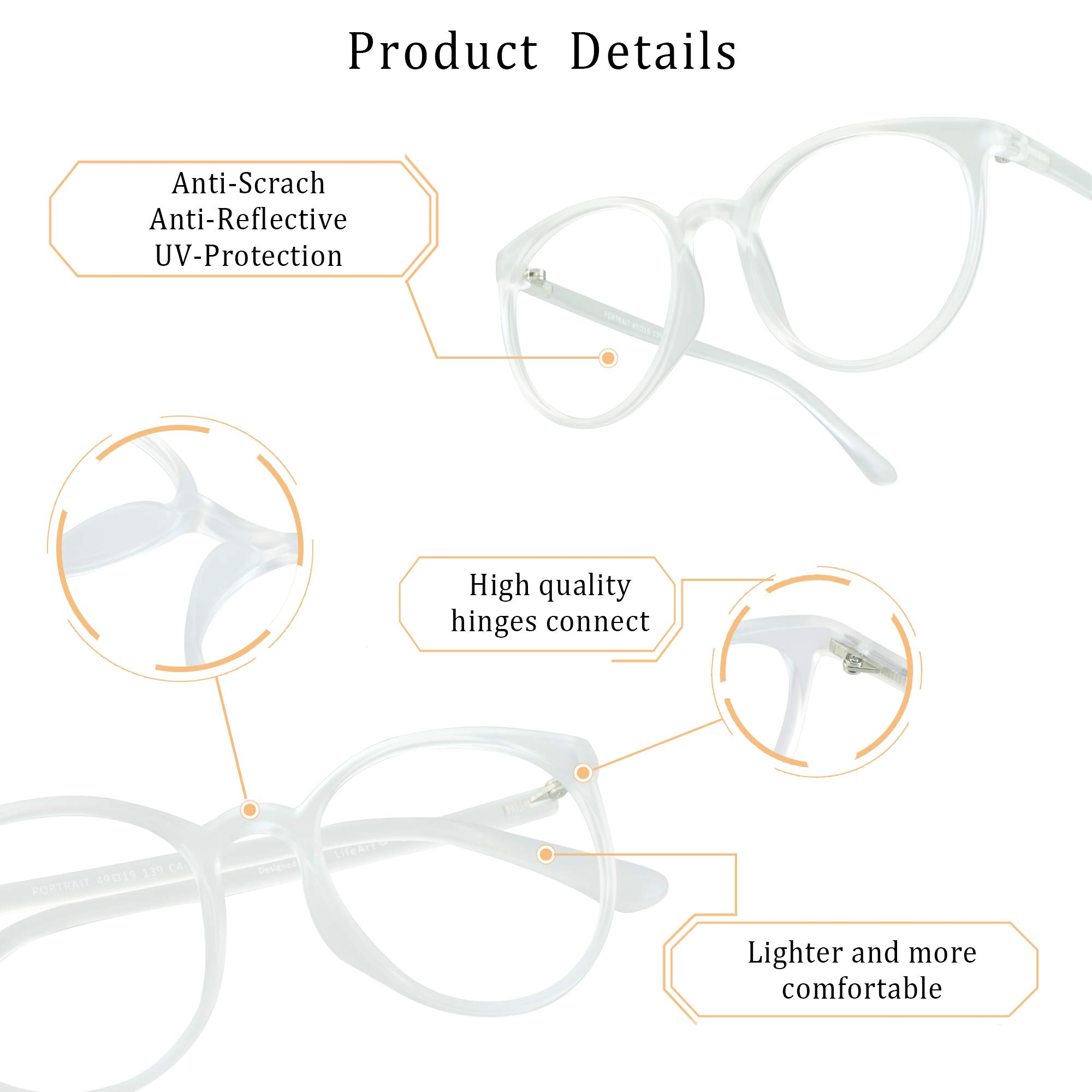 LifeArt Blue Light Blocking Glasses for Computer, Gaming & Reading - Anti Eye Strain Glasses for Screen Time, Work & Study - HD Vision Glasses for Digital Devices, Office & Night Use