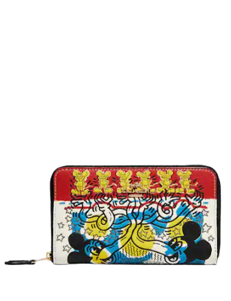 Coach Disney Mickey Mouse X Keith Haring Medium ID Zip Wallet - Stylish Crossbody Wallet for Women, Perfect for Travel, Shopping & Everyday Use