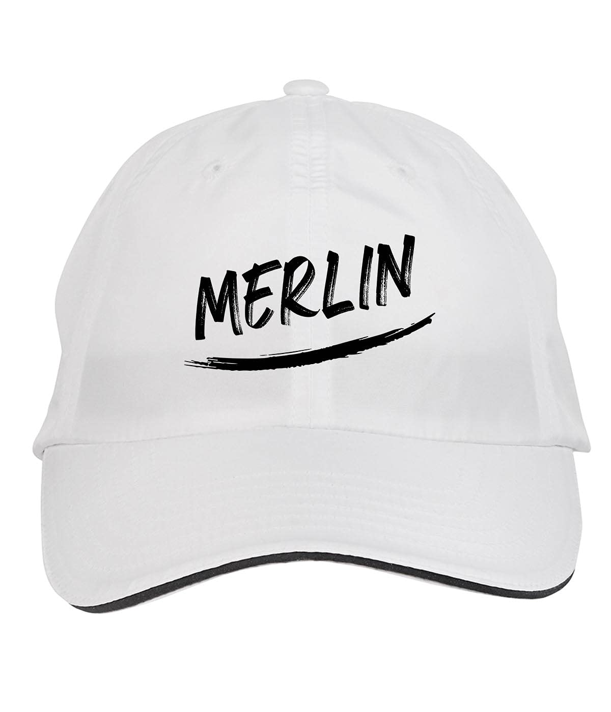 Makoroni - Merlin Name Hat Adjustable Baseball Cap for Men & Women, White - Perfect for Cosplay, Halloween Costumes & Fantasy Events