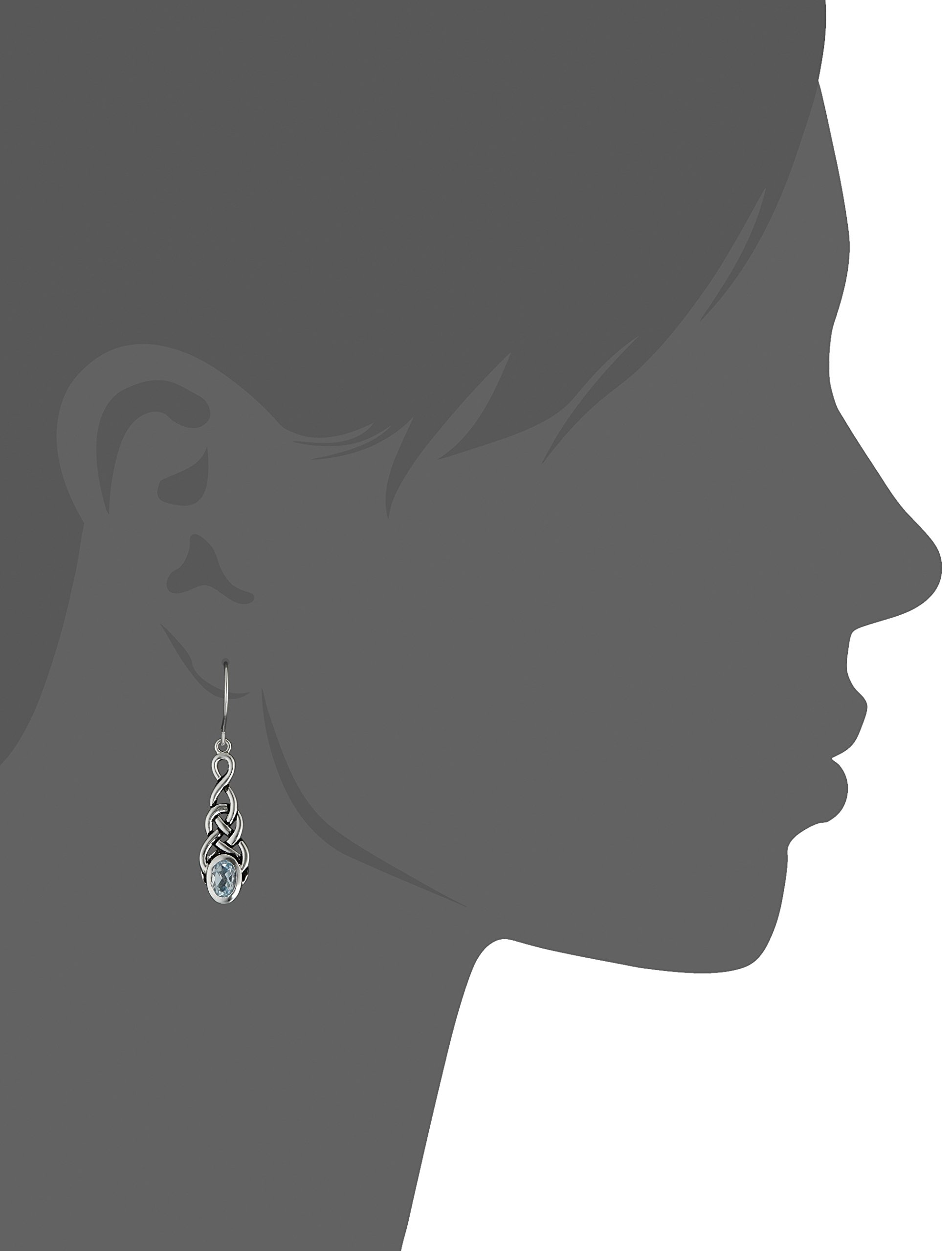 Amazon Essentials Sterling Silver Celtic Knot Gemstone Drop Earrings for Women | Elegant Dangle Jewelry for Parties, Weddings & Everyday Wear