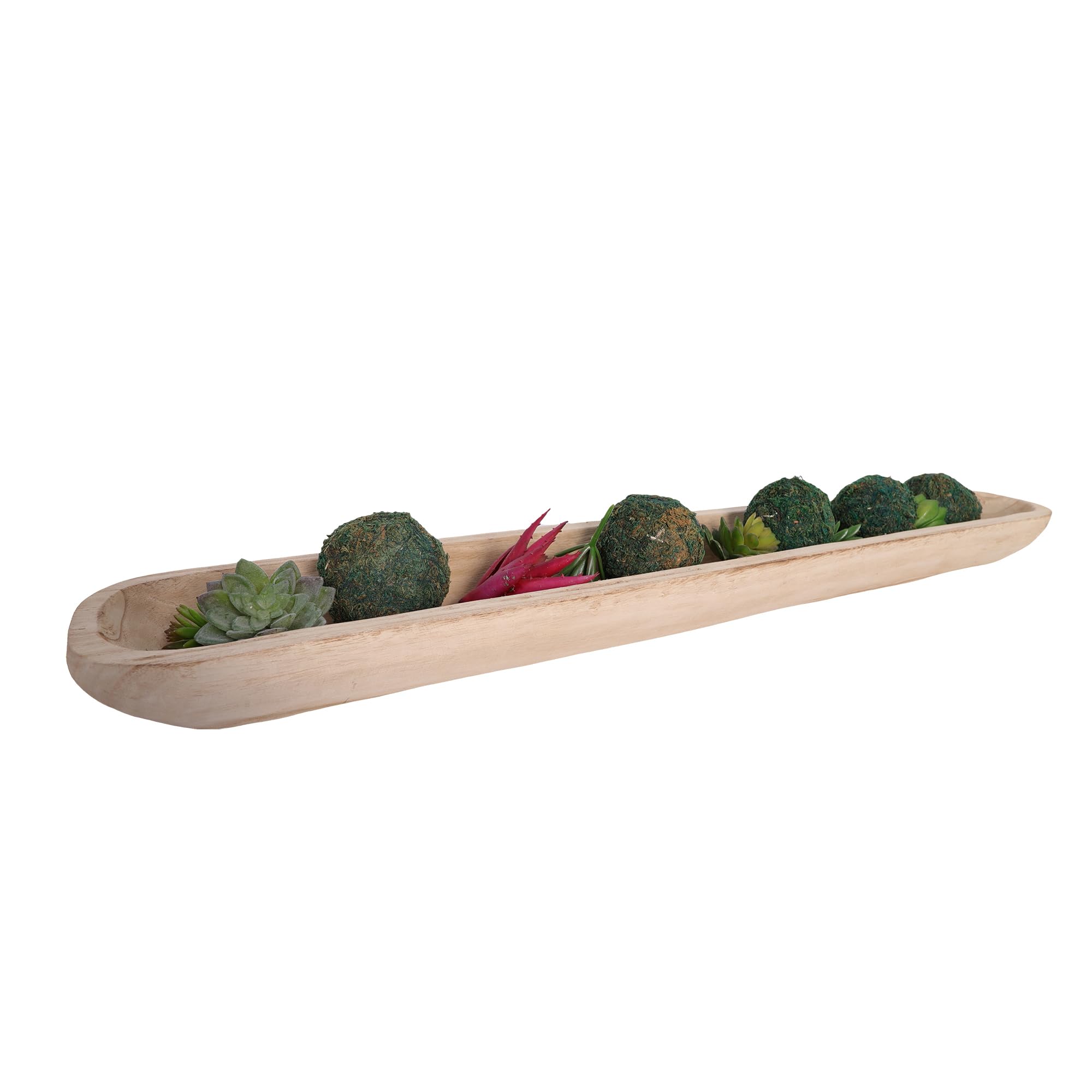 Athaliah 40 Inch Hand Carved Rustic Wooden Dough Bowl - Vintage Farmhouse Decor for Dining Table Centerpiece, Kitchen Counter, Wall Display & Wedding Rustic Decor