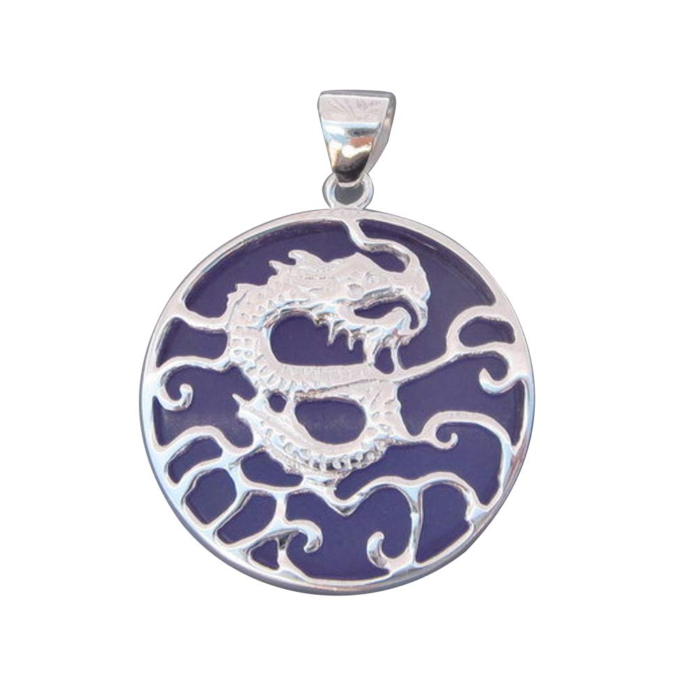 Purple Jade Dragon Pendant Sterling Silver for Elegant Jewelry