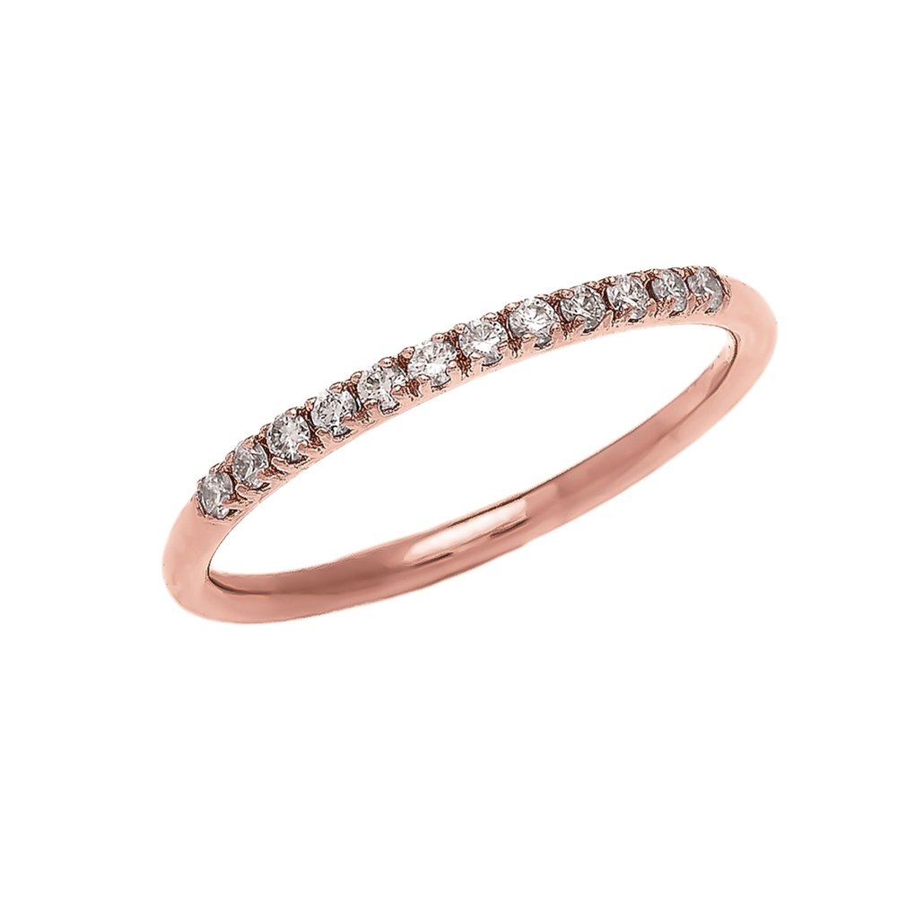 10K Rose Gold Stackable Diamond Wedding Band for Women - Elegant Bridal Ring Set for Engagement, Anniversary & Everyday Wear