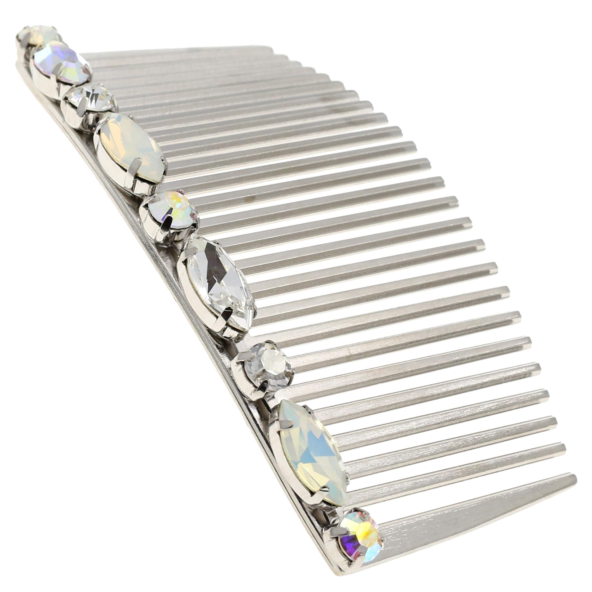 3.5 Inch Silver Wedding Hair Side Comb with Swarovski Crystals - Handmade in Italy Bridal Hair Accessories for Women, Bride & Bridesmaids | Perfect for Weddings, Prom, Formal Events & Special Occasions