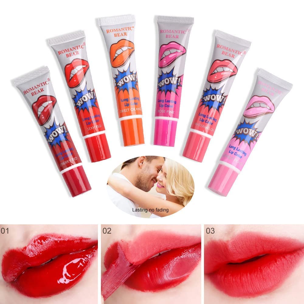 KAYI Beauty 6-Piece Tattoo Magic Color Peel Off Mask Lip Tint Set - Long Lasting Waterproof Lip Gloss, Liquid Lipstick for Daily Wear, Parties & Special Occasions