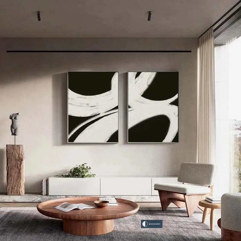 Abstract Tranquility Wall Art Set of 2 - Modern Minimalist Canvas Prints for Living Room, Bedroom & Office Decor #WS014