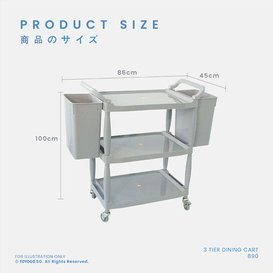 3-Tier Rolling Kitchen Cart with Wheels - Stainless Steel Serving Cart for Dining Room, Living Room, or Office - Mobile Storage Organizer for Parties, Buffets & Small Spaces