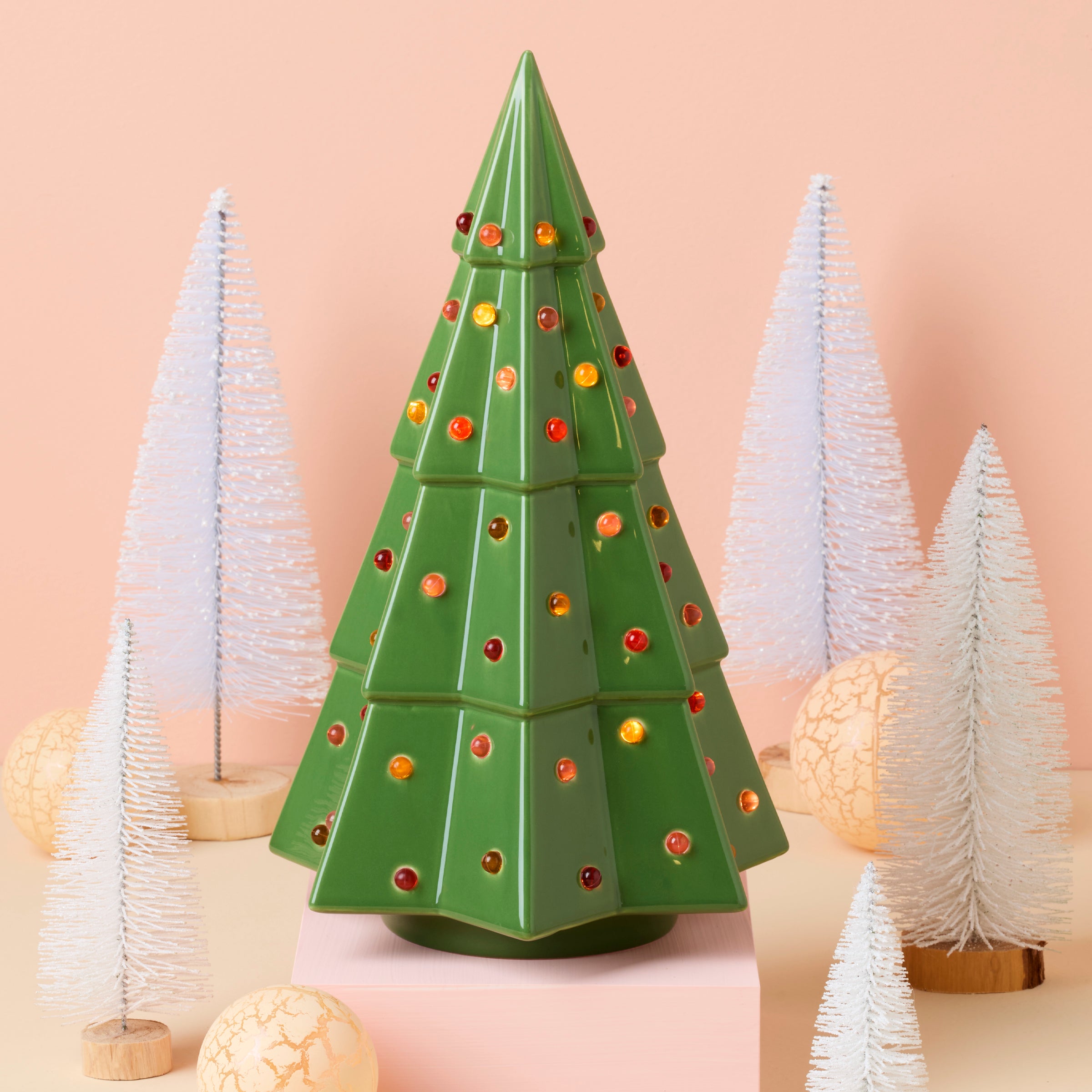 Evergreen Large Lit Tree Figurine - Christmas Holiday Decor for Home, Office & Outdoor - Perfect for Xmas Tree Topper, Mantel Display & Winter Decorations