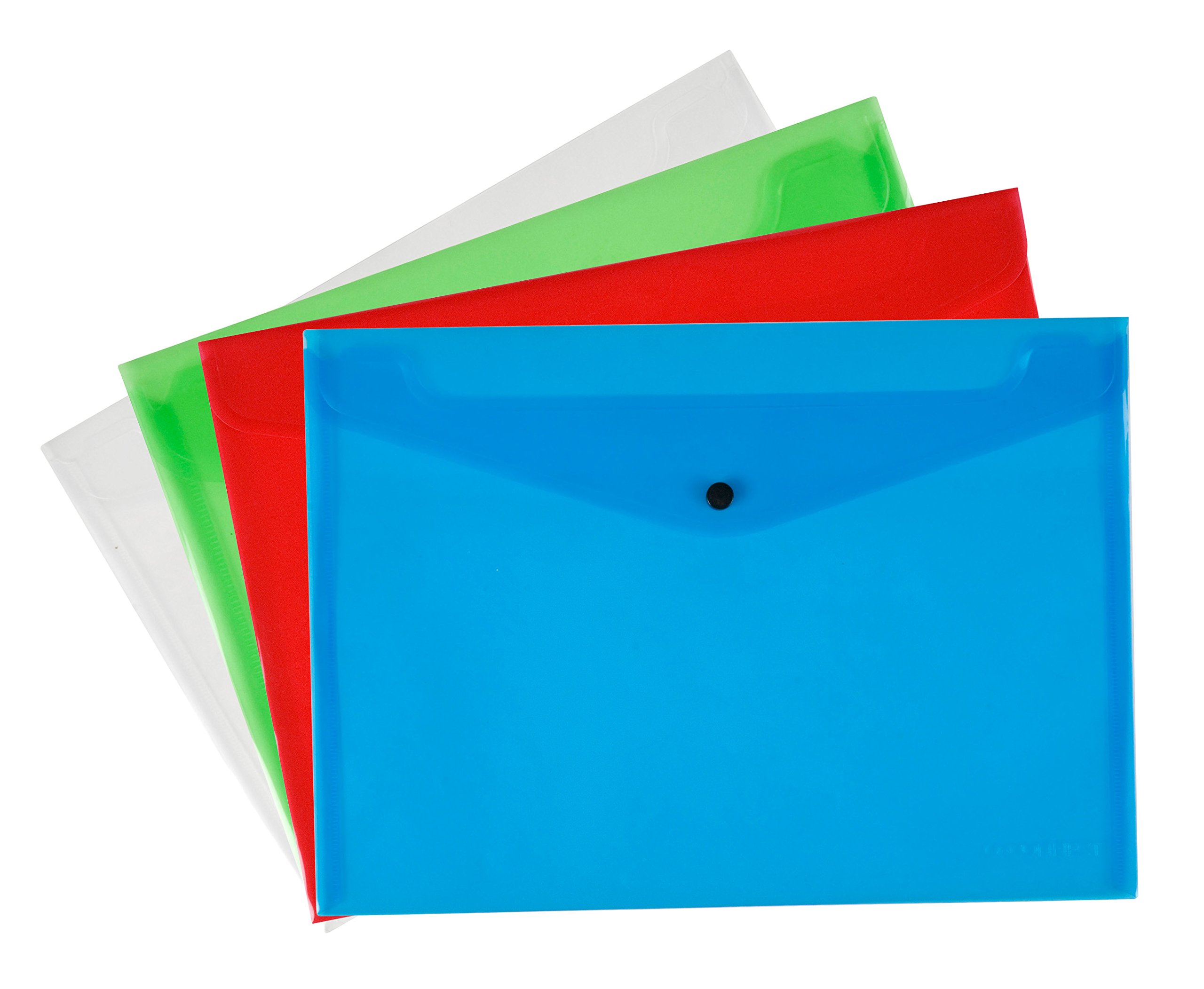 Q-Connect Polypropylene A4 Document Folders - Pack of 12, Assorted Colors for Office, School & Home Organization | Letter Size File Folders for Paper Storage & Filing