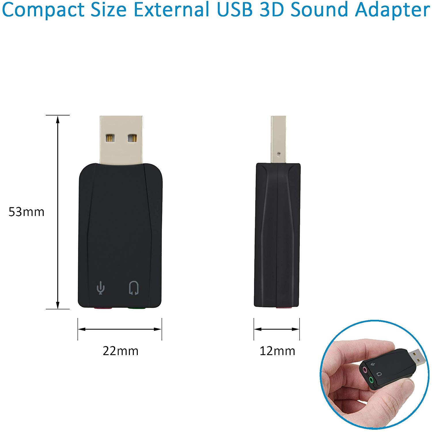 ADWITS External USB 3D Stereo Audio Adapter with 3.5mm Jack - Plug & Play USB Sound Card for Microphone & Headset - Compatible with Windows, Mac OS, Linux & PS4 - Perfect for Gaming, Streaming & Video Conferencing