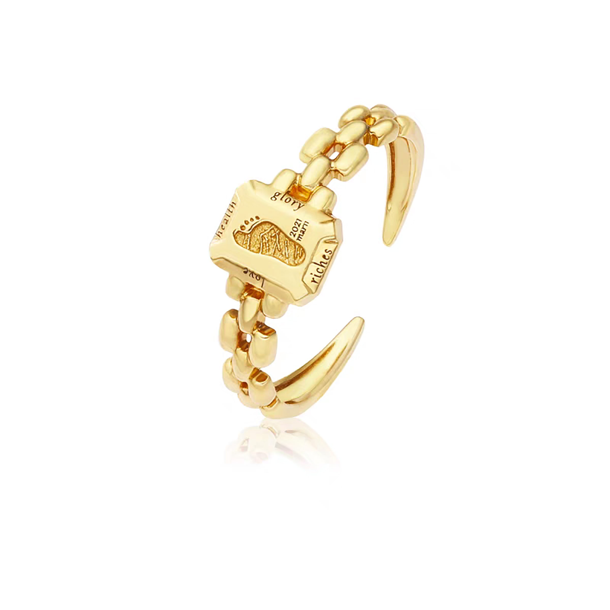 Solid Gold Footprint Ring - 14K Yellow Gold Handmade Jewelry for Women - Perfect for Gifts, Anniversaries & Special Occasions