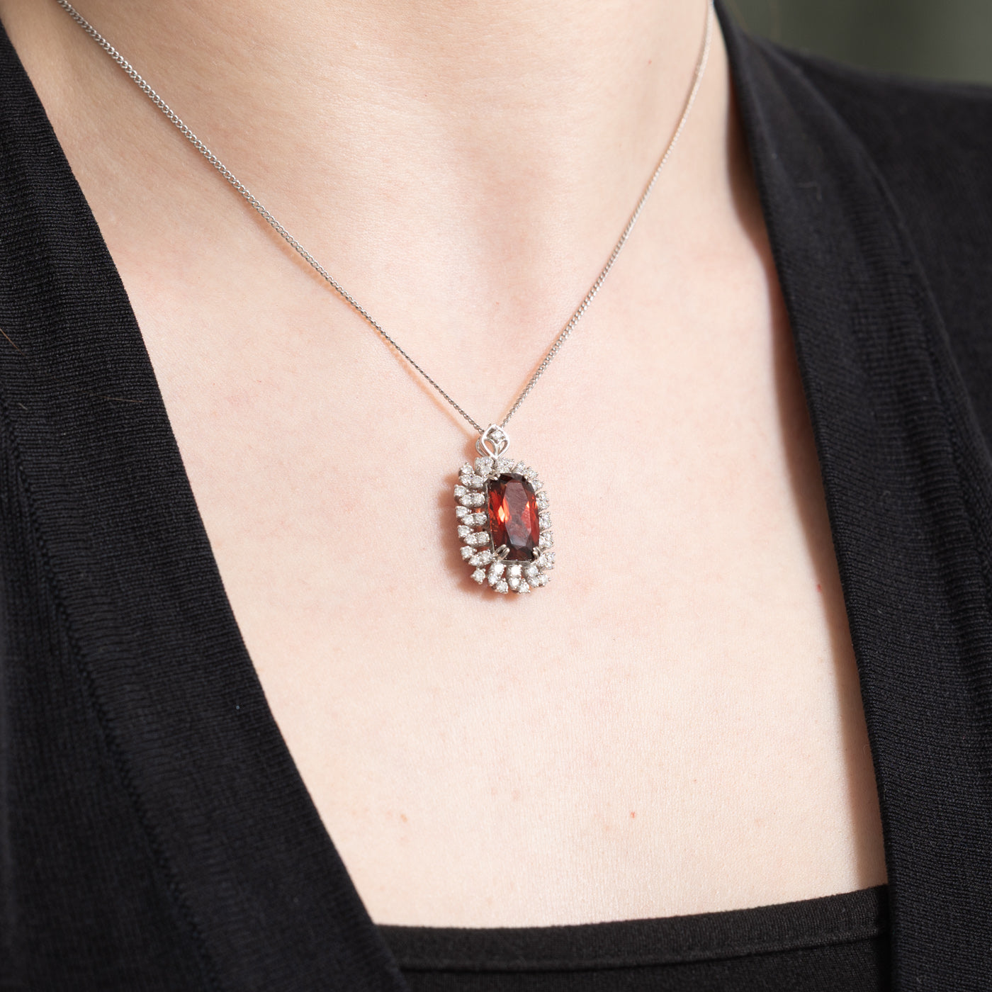 5.33ct Garnet & 1.43ctw Diamond Convertible Pendant Ring Set - Size 6.5 | Elegant Jewelry for Special Occasions & Gifts