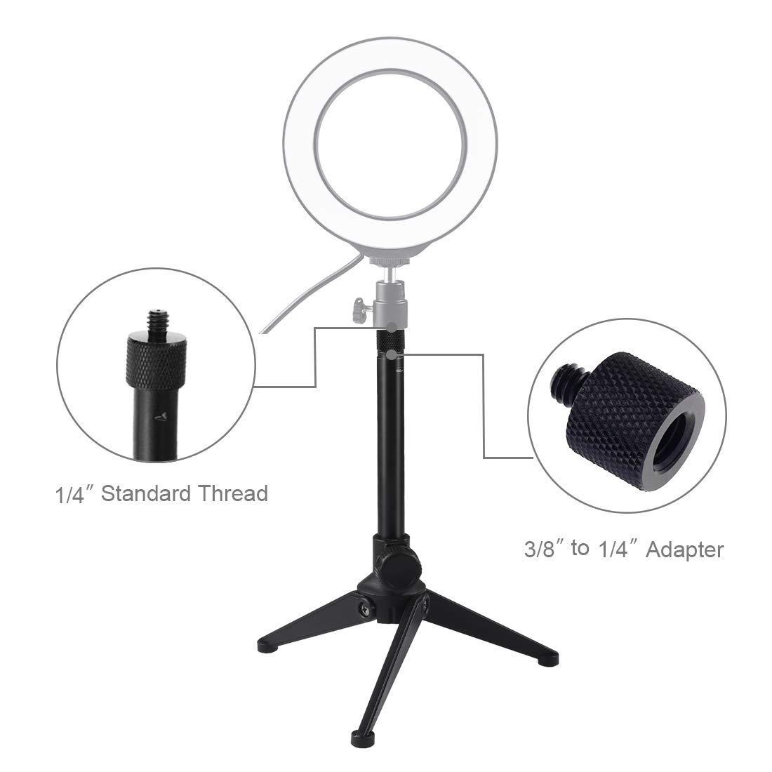 PULUZ Adjustable Desktop Tripod Stand with Phone Holder - Perfect for Selfies, Video Calls, Live Streaming & Content Creation