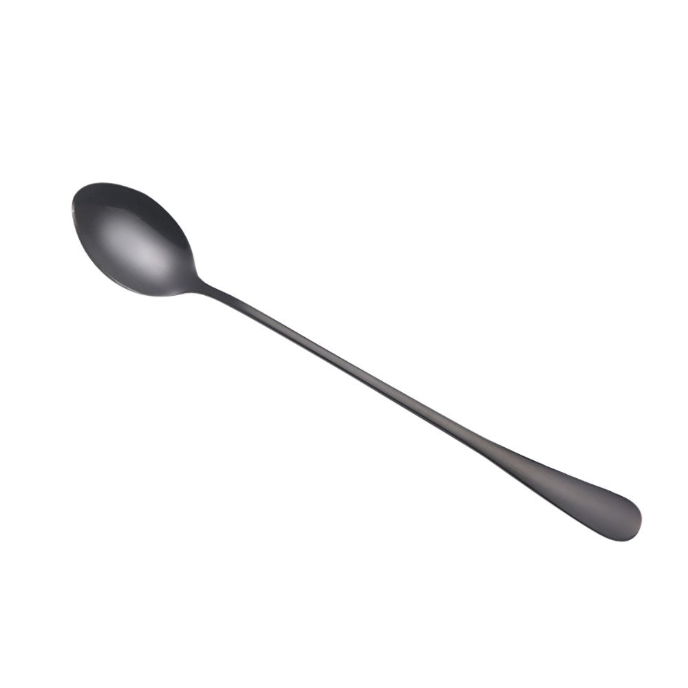 Colorful Long Handle Coffee Spoons - TEEGUI Flatware Set for Kitchen, Dining & Bar - Perfect for Coastal Dining, Coffee & Tea (Black, One Size)