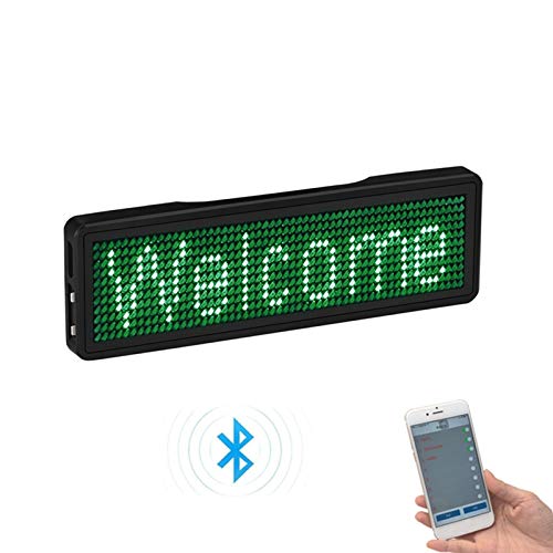 Sujurio Bluetooth LED Name Badge - Rechargeable Customizable Message Board with Scrolling Text Display (Type 5) - Perfect for Conferences, Events, Retail & Hospitality Staff
