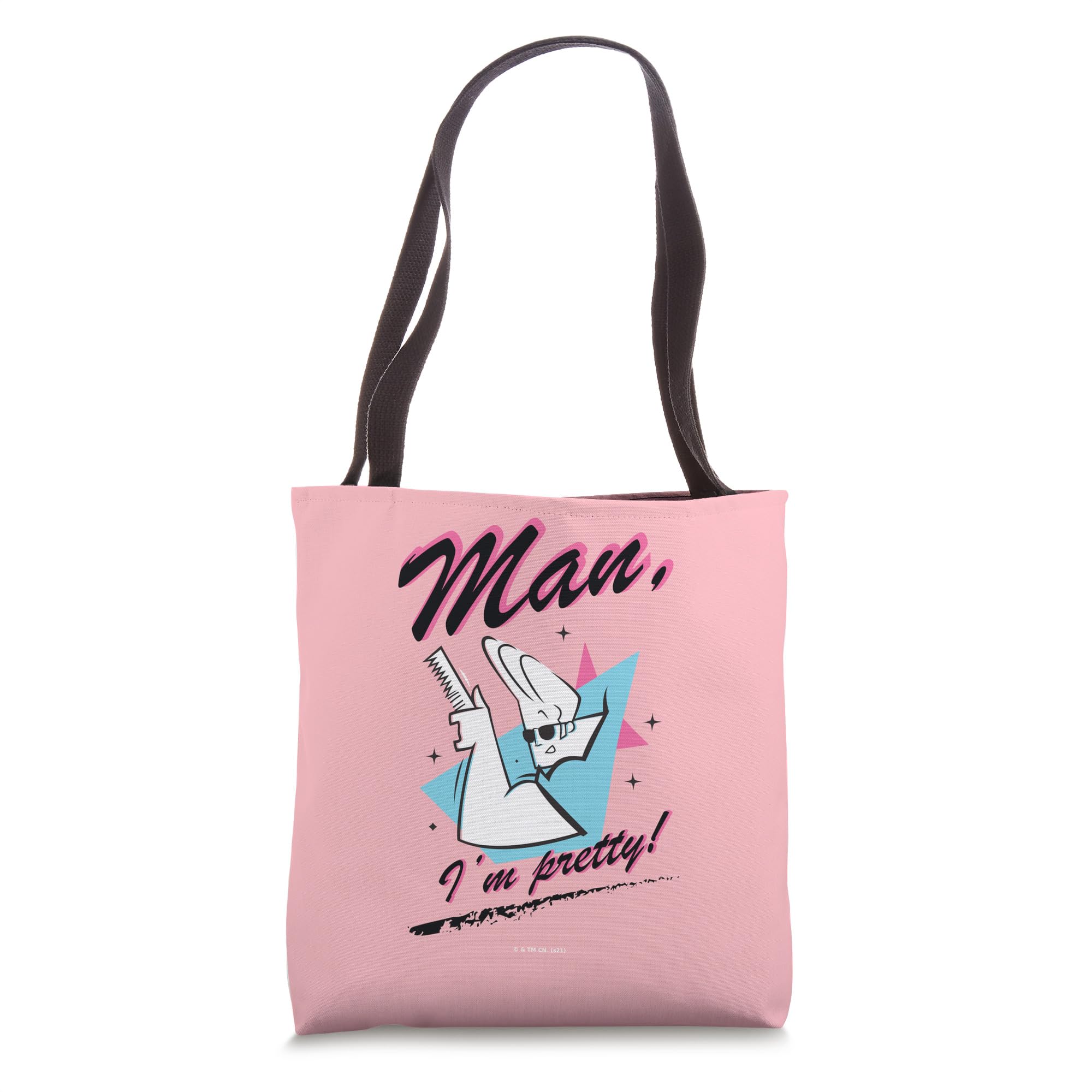 Johnny Bravo 'Man I'm Pretty' Tote Bag - Funny Cartoon Tote Bag for Women & Men - Durable Cotton Shopping Bag for Groceries, Beach, Work & School