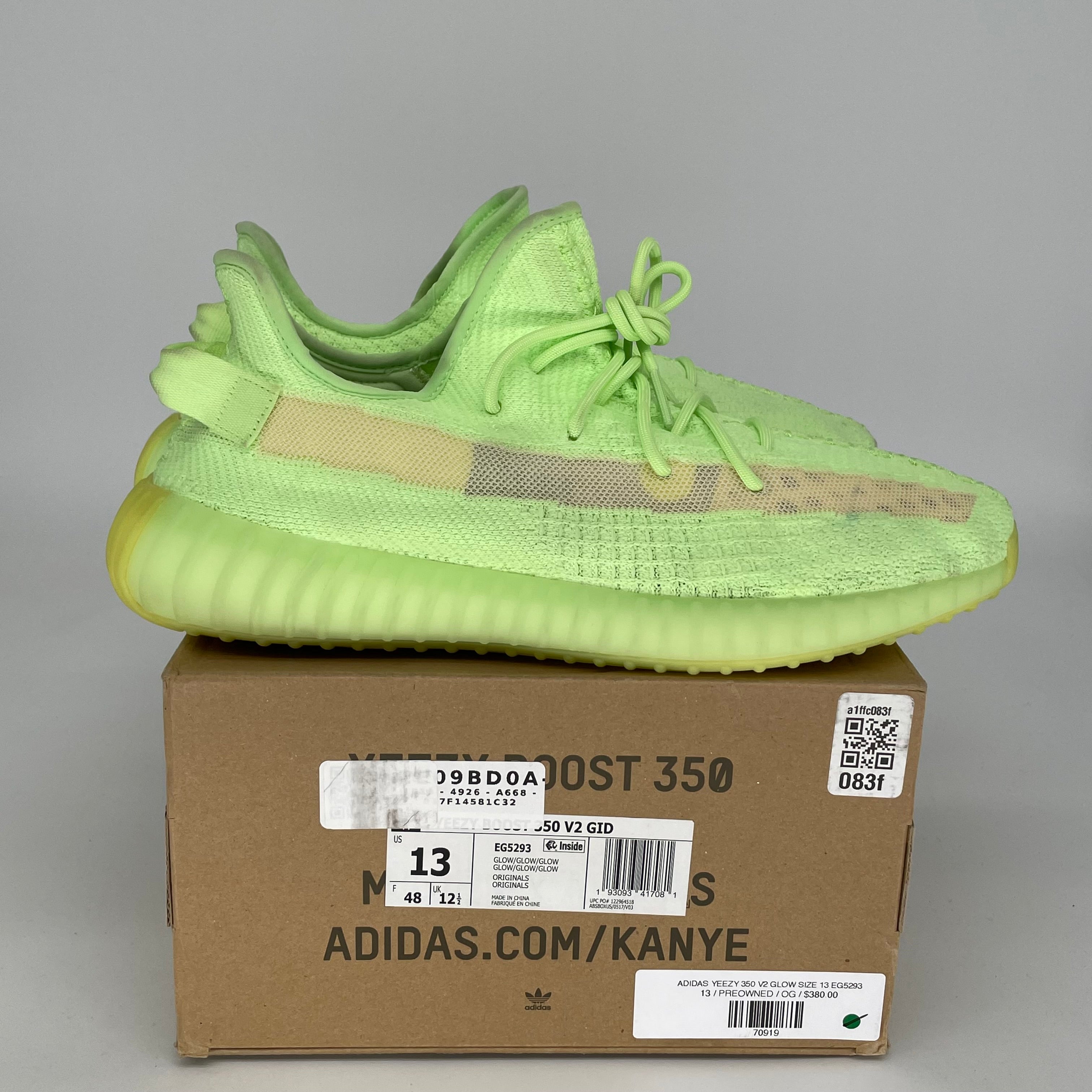 Adidas Yeezy Boost 350 V2 Glow Green - Men's Size 13 Sneakers (EG5293) | Running Shoes & Casual Streetwear for Everyday Comfort