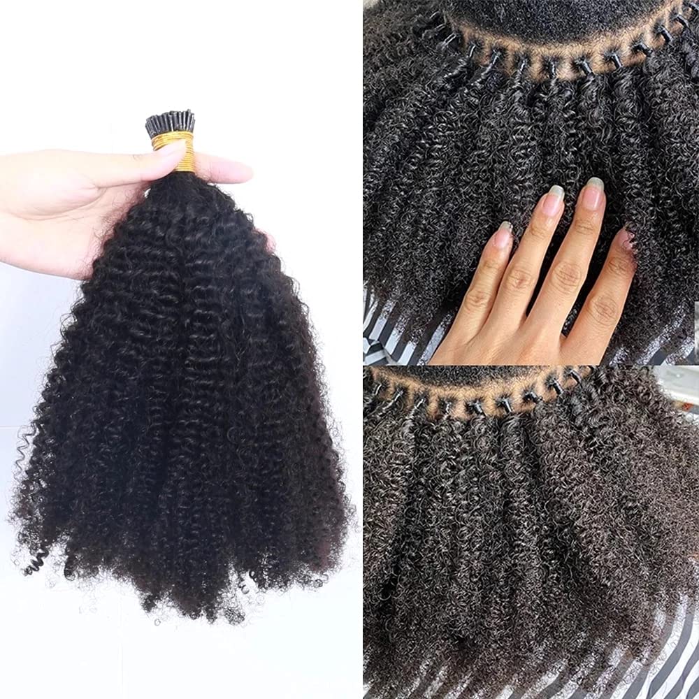 Mongolian Afro Kinky Curly I-Tip Hair Extensions 4B 4C Virgin Human Hair - 30 Inch Microlink Extensions for Black Women | Natural Looking Protective Style for Daily Wear & Special Occasions