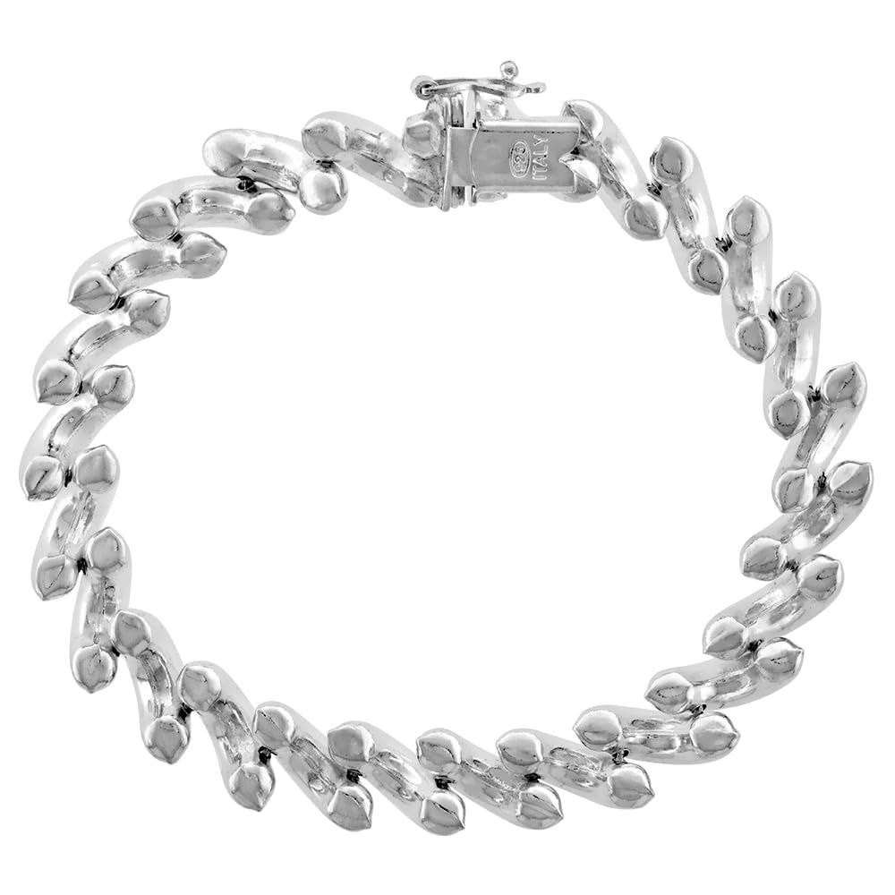 Medium Sterling Silver 10mm San Marco Necklace & Bracelet Set for Women | Italian 3/8 Inch Wide Chain | 7-20 Inch Adjustable Length | Perfect for Weddings, Anniversaries & Special Occasions