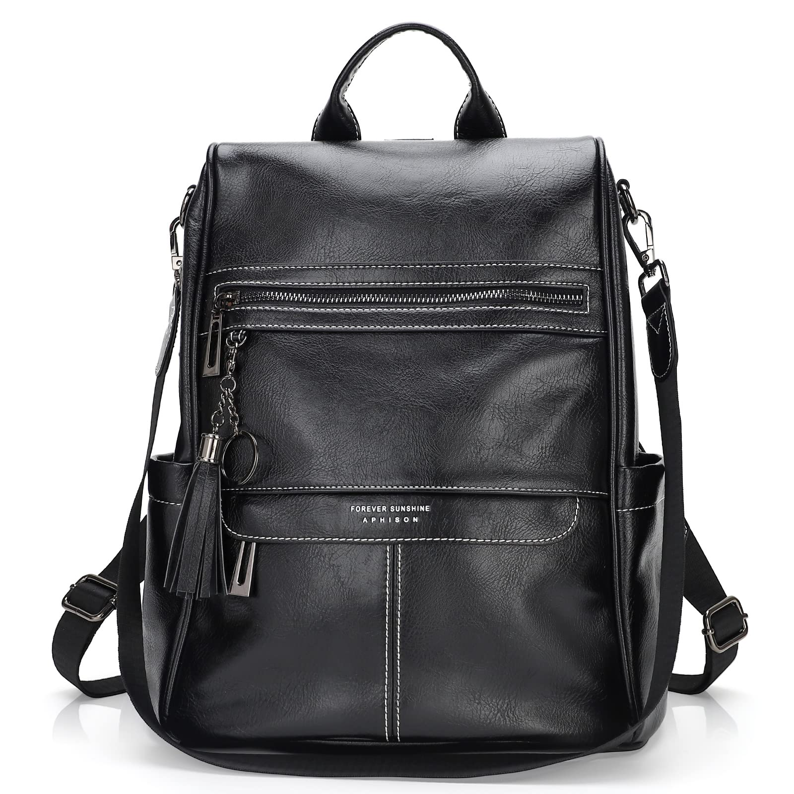 APHISON Anti-Theft Women's Fashion Backpack Purse - Large PU Leather Shoulder Bag with Adjustable & Removable Strap - Multipurpose Travel Handbag for Work, School & Daily Commute