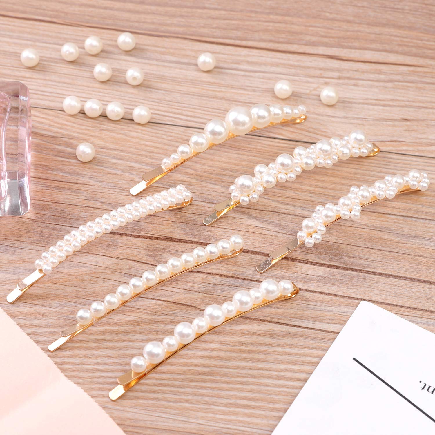 FAMEZA 12 Pcs Large Pearl Hair Clips for Women - Elegant Handmade Hair Barrettes & Pins, Fashion Hair Accessories for Girls, Wedding, Party & Daily Use