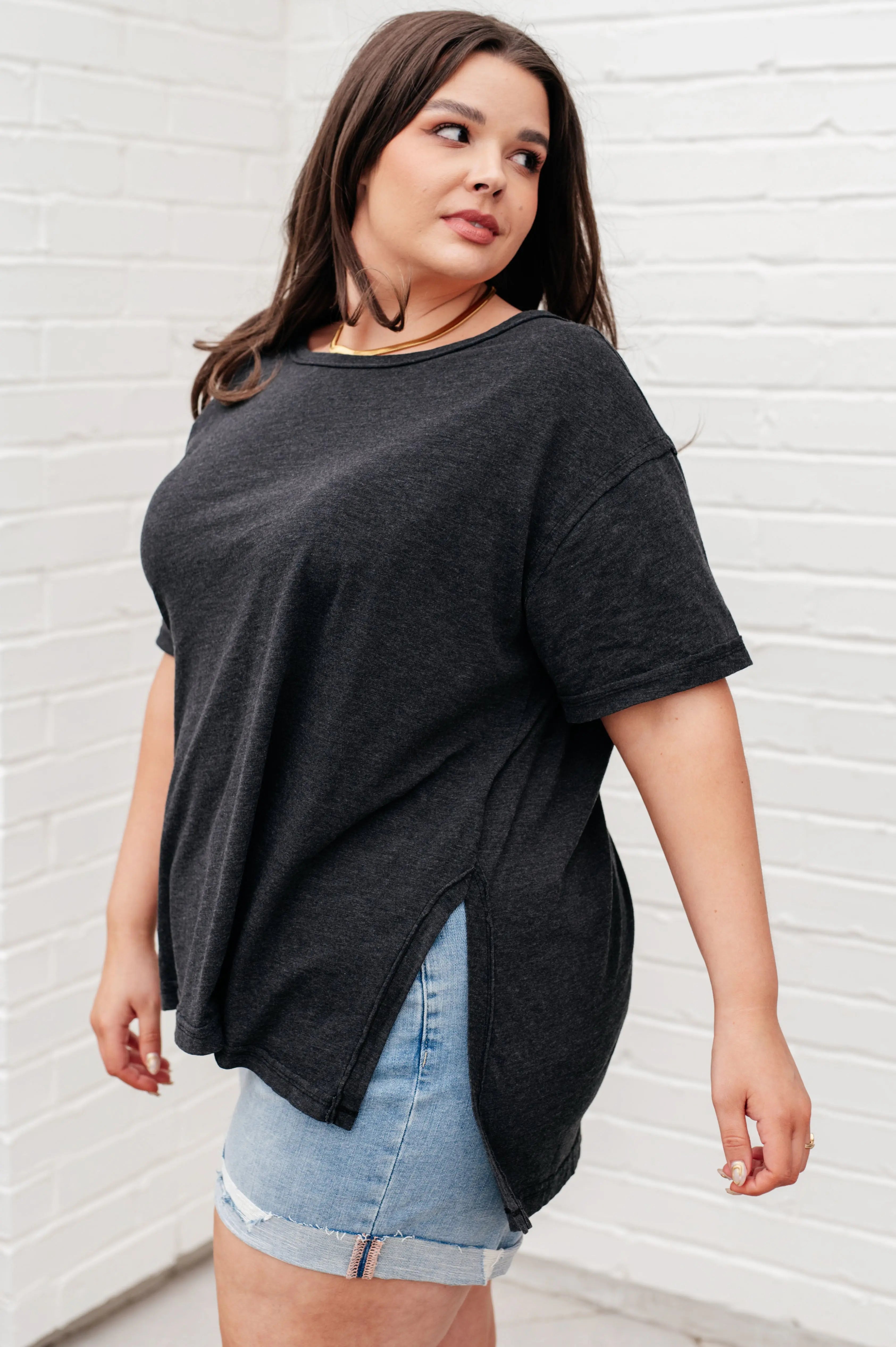 Let Me Live Relaxed Tee - Soft Cotton Black T-Shirt for Women | Casual Everyday Wear & Lounge Outfit