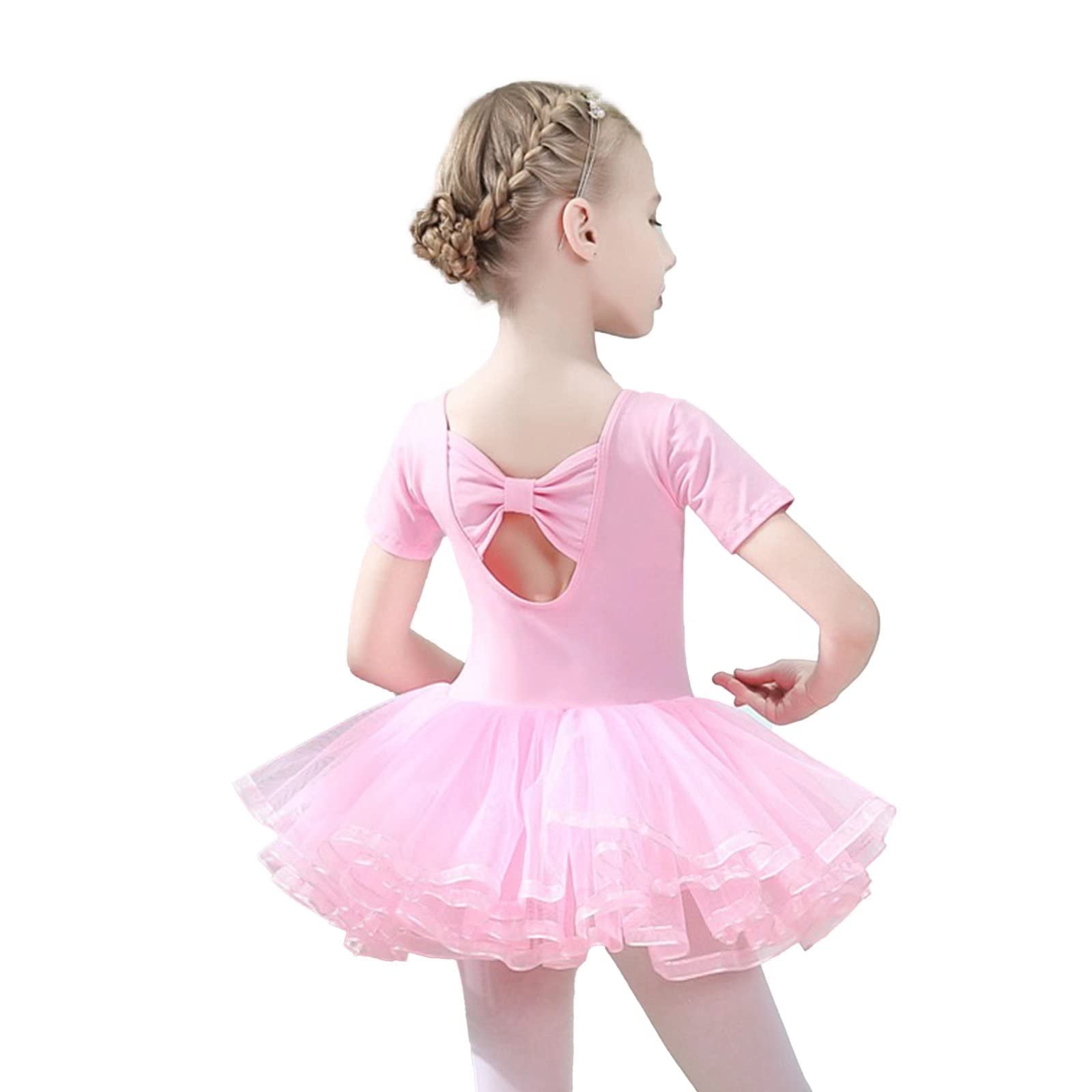 Girls Ballet Leotard with Tutu Skirt - Toddler Short Sleeve Ballerina Dance Outfit for Ballet Class, Recital & Performance