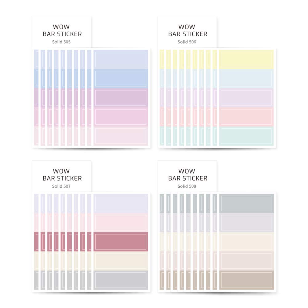 Monolike Wow Bar Sticker Solid B Set - Mini Cute Square Stickers for Planners, Journals, Scrapbooking & DIY Crafts