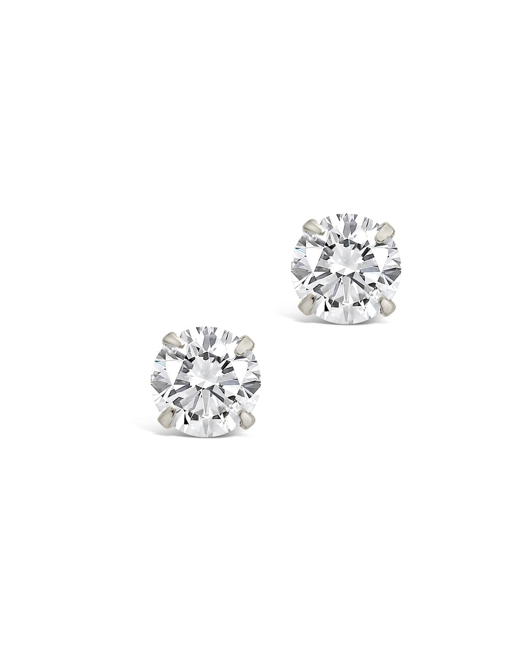 Men's Sterling Silver 4mm Cubic Zirconia Stud Earrings - Classic Everyday Jewelry for Work, Date Night & Gifts