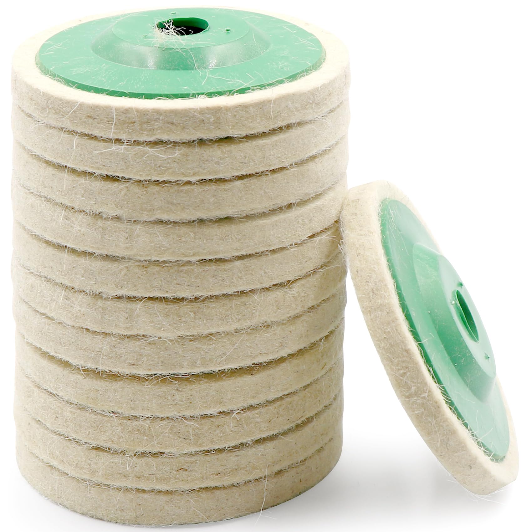 12 Pack 4 Inch Round Wool Felt Disc Wheel Pads for Angle Grinder - Buffing & Polishing Pads with 5/8