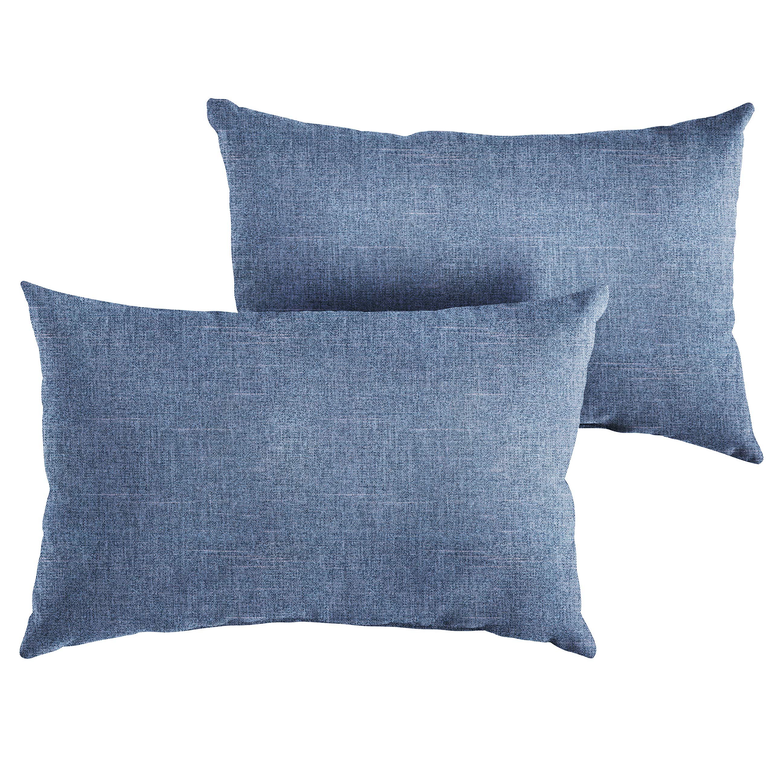 Sorra Home Knife Edge Lumbar Pillows Set of 2 - Indoor Outdoor Decorative Throw Pillows in Blue | Perfect for Sofa, Bed, Patio & Garden Decor