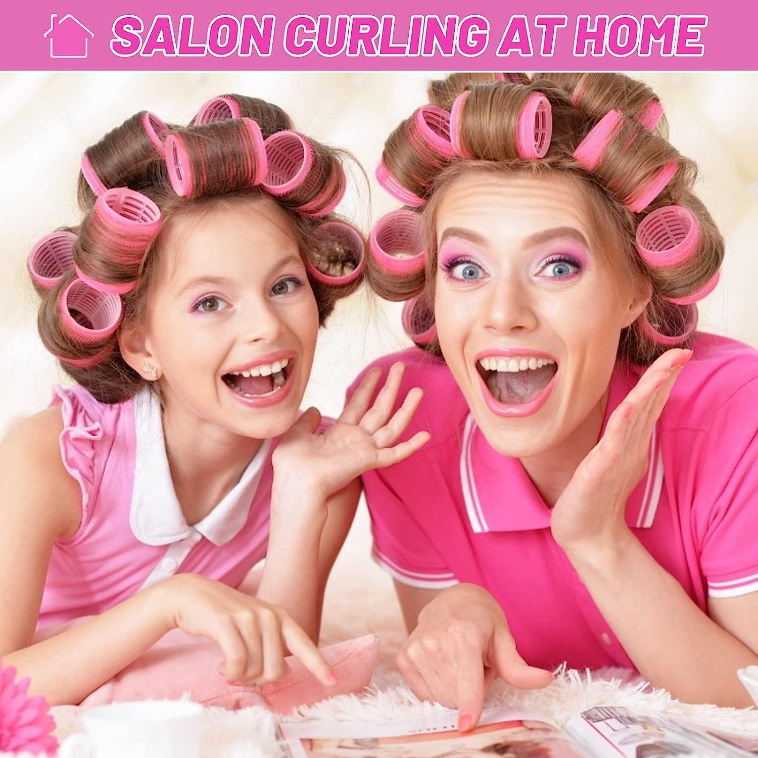 SIYAA 24Pcs Hair Curlers Set - Self Grip Rollers & Stainless Steel Duckbill Clips for Women & Girls | Perfect for Home Styling, Salon Use & Special Occasions