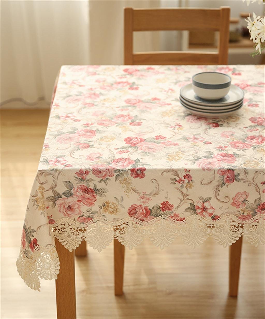 European Retro Lace Tablecloth - 100x150cm Vintage Fabric Table Cover for Coffee & Living Room - Perfect for Dining, Tea Parties & Home Decor
